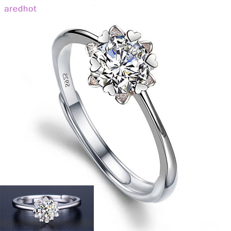 Aredhot Moissanite Đính Hôn Ngón Tay Nhẫn Kẻ Sọc Kim Cương Mở Nhẫn Nữ Bạc 925 Hứa Cưới Nhẫn Có Thể Điều Chỉnh Trang Sức Mỹ MỚI