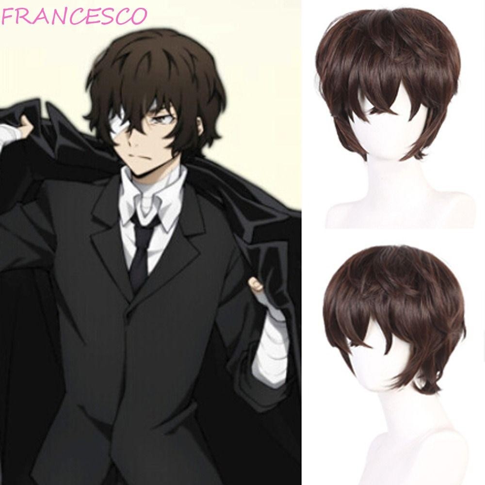 Francesco Dazai Osamu Cosplay Tóc Giả Xoăn Lông Tơ Thoáng Khí Phụ Kiện Tóc Sợi Nhiệt Độ Cao Trang Phục Hóa Trang Bungo Đi Lạc Chó Vai Trò Chơi Anime Halloween Tóc Giả