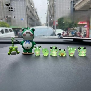 HCHC Phụ kiện ô tô ếch cô đơn, Đồ trang trí ô tô hình ếch hoạt hình bằng nhựa, Trang trí bảng điều khiển trung tâm ô tô màu xanh lá cây Đồ trang trí ô tô dễ thương tại nhà