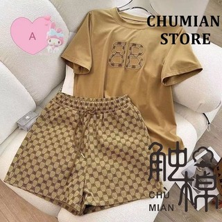 Mùa Xuân Mùa Hè In Hình Gấu Thời Trang Nữ Tay Ngắn Phiên Bản Hàn Quốc In Hình Bộ Đồ Ngắn Tay