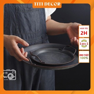 Khay vintage tròn rỉ decor chụp ảnh, trang trí nhà cửa, cửa hàng