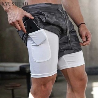 Quần short nam KYUSHUAD American retro ngụy trang thể thao cụ thể mùa hè mỏng hai lớp đào tạo thoáng khí quần short co giãn nhanh khô