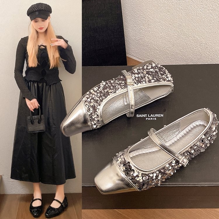 Giày đế phẳng mũi vuông Giày nữ Sequins