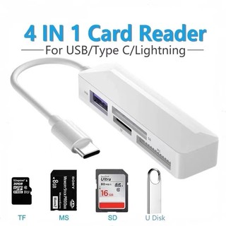 Đầu đọc thẻ 4 trong 1 cho sony memory stick pro duo ios / usb / type-c sang ms sd tf card u đĩa điện thoại adapter cho usb c điện thoại di động laptop chuyển đổi