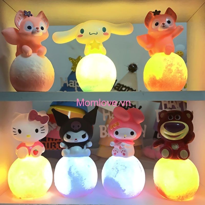 Đèn Ngủ Sanrio Anime Kawaii Bell Kuromi Cinnamoroll 3D Phát Sáng Đồ Chơi Trẻ Em Đèn Ngủ Kid Quà Tặng