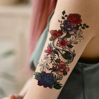 1 Tấm Hình Xăm Rắn Nhiều Màu Sắc Miếng Dán Chống Thấm Nước Và Bền Đẹp Cánh Tay Đảng Hình Xăm Tạm Thời