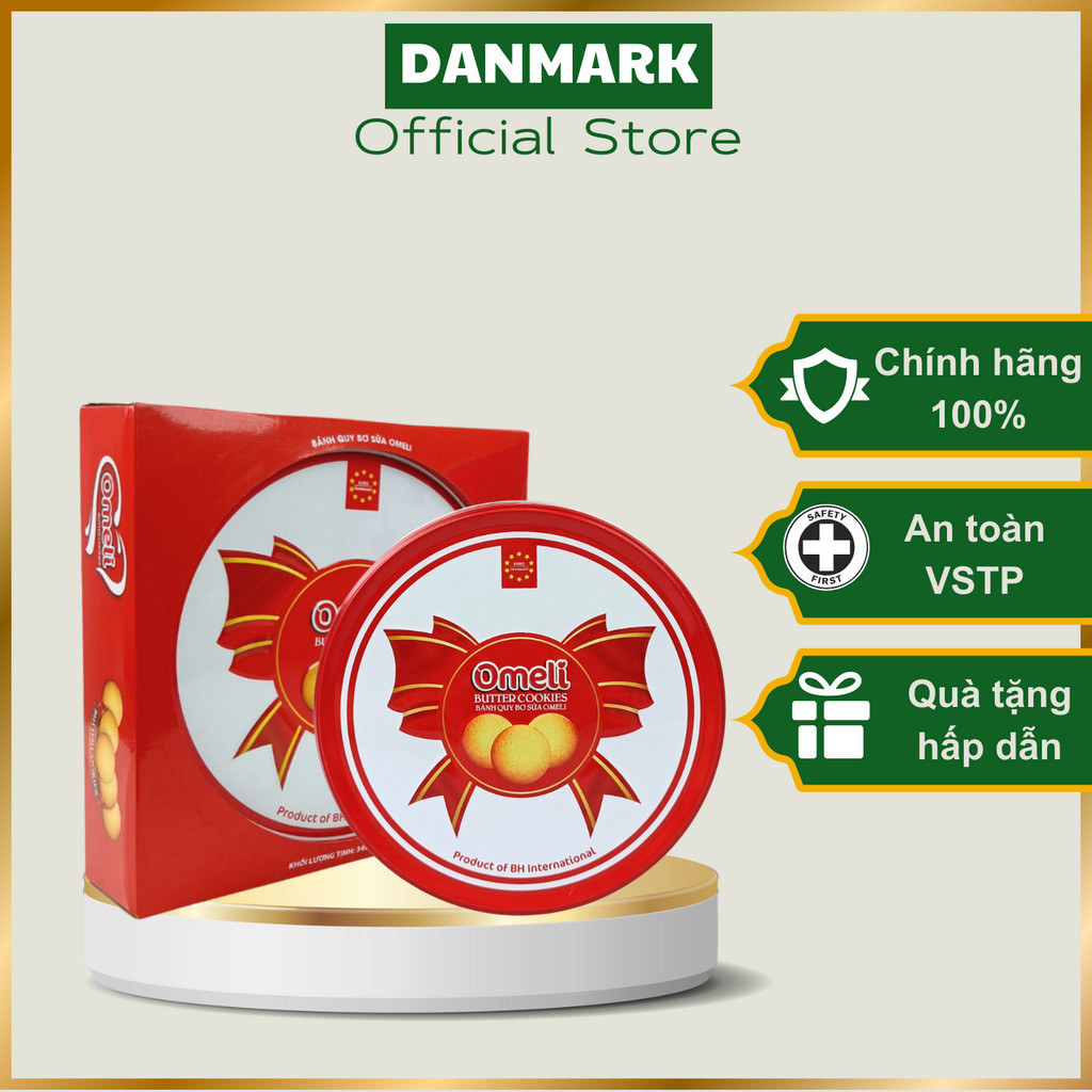 Bánh Quy Omeli Butter Cookie Hộp Thiếc Đỏ 350g Kèm Túi Xách