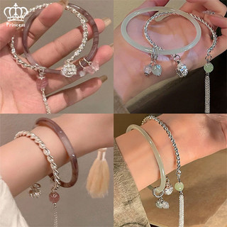 2 Cái / bộ Vòng Tay Bướm Pha Lê Cho Nữ Đơn Giản Chuông Tua Rua Hồng Xanh Bạc Vòng Tay Phụ Kiện Thời Trang Trang Trang Sức