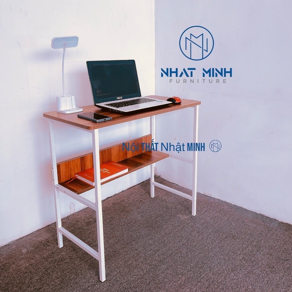 Bàn học, làm việc có kệ lửng , bàn gỗ khung sắt KT 40X80X75cm , bảo hành 12 tháng | BigBuy360 - bigbuy360.vn