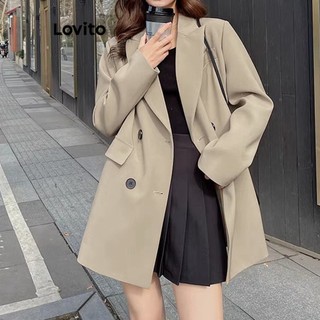 Lovito Áo khoác blazer trơn có nút thông thường dành cho nữ LNE27222