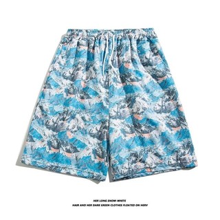 Quần short lướt sóng đi biển nam in hình mùa hè màu xanh M-3XL