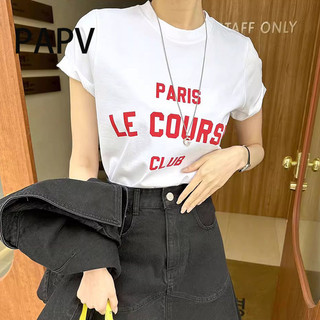 Áo thun ngắn tay cổ tròn Papv sang trọng in chữ dáng rộng 2246