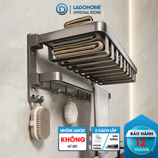  Giá treo đa năng kệ để khăn tắm kệ úp chén bát gấp gọn SQ-6244 Nhôm Anod không rỉ 