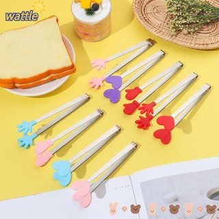 Kẹp gắp đá bánh mì BBQ đồ ăn vặt mini thép không gỉ silicone tay cầm chống trượt sáng tạo dành cho nhà bếp