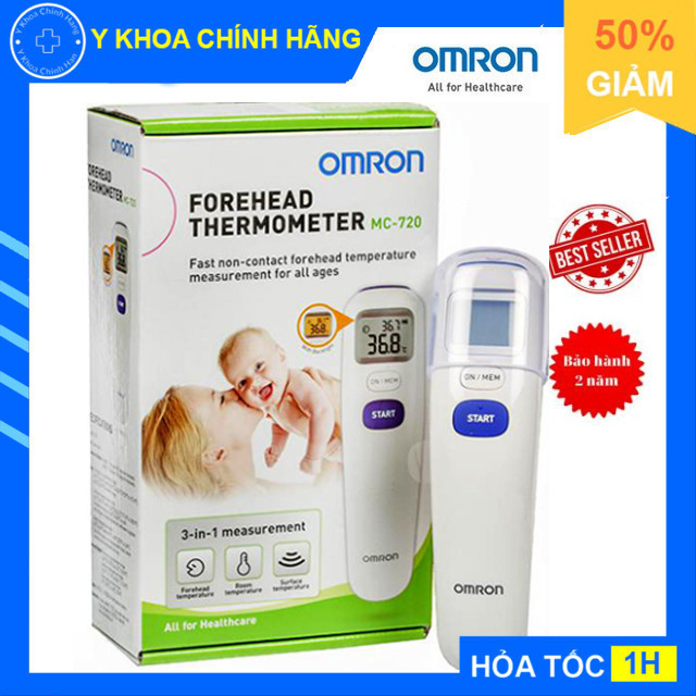 Nhiệt kế điện tử đo trán OMRON MC-720 ( MC720 ), nhiệt kế hồng ngoại cho kết quả trong 3 giây