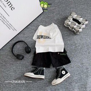 Đồ Bộ Cộc Tay Cho Bé Trai KIMCHIBABY Vải Cotton In Chữ OTHOWEHRE, Bộ Quần Áo Cho Bé Mặc Đi Chơi, Đi Học CK432