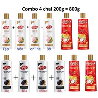 Combo 4 chai Sữa tắm Detox Lifebuoy Thảo dược hoa sen / Than Hoạt Tính & Cám Gạo 200g