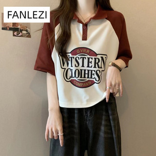 FANLEZI thun áo áo polo nữ Thể thao Casual Thời trang Phong cách WCS24406B9 14Z240403