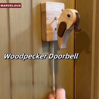 Chuông cửa chim gõ kiến vui nhộn Sáng tạo Retro Kéo gõ chuông cửa bằng gỗ Knocker dễ thương