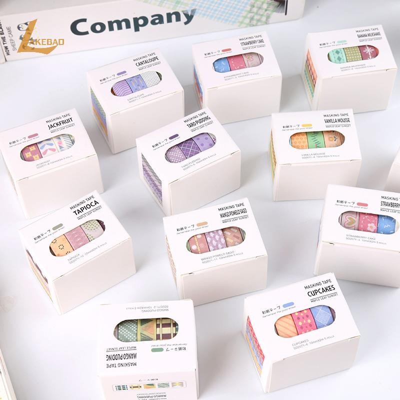 [Lakebao] 5 Cuộn Slim Basic Washi Tape Scrapbooking Supplies Washi Tape Set Rainbow Cinta Adhesiva D