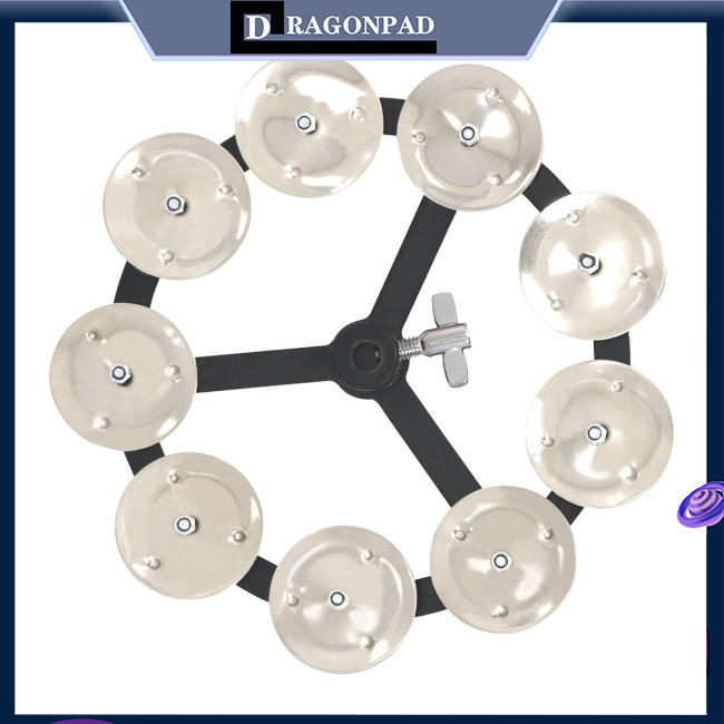 Trống Lục Lạc 9 Chuông Hi-hat Tambourine Hai Hàng Cho Trống Cymbal