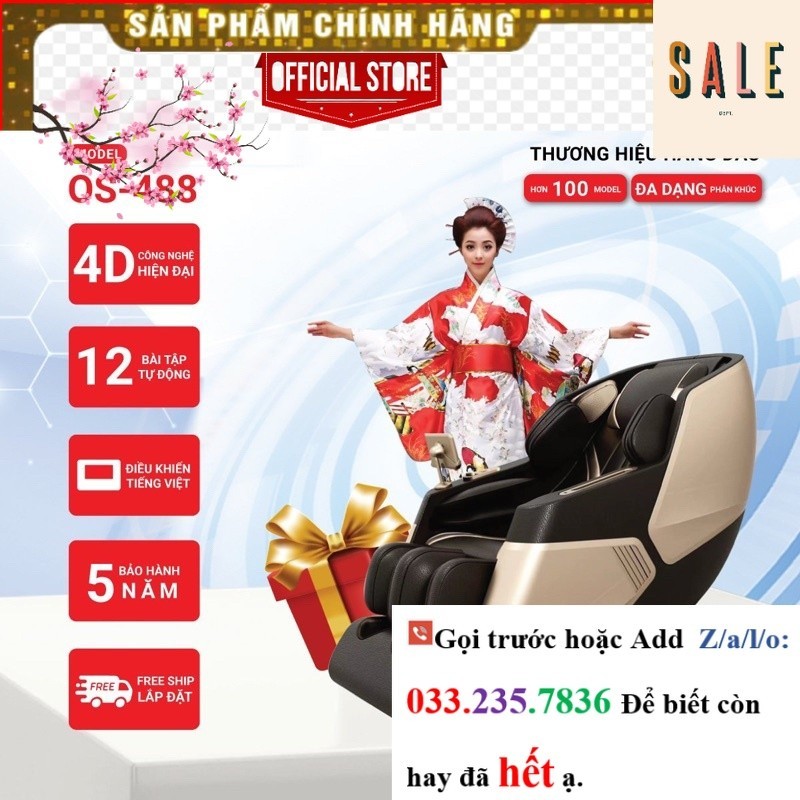  SỐC Ghế massage Okinawa Os-488 model 2023, con lăn 4d -