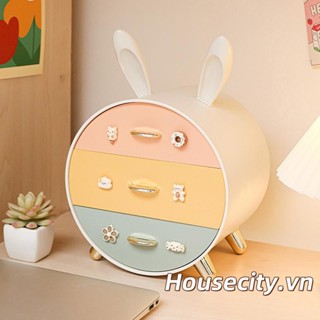 Phụ Kiện Tóc Dễ Thương Người Tổ Chức Hoạt Hình Thỏ 3 Ngăn Kéo Kẹp Tóc Bảo Quản Hộp Đựng Trang Sức Cho Bé Gái