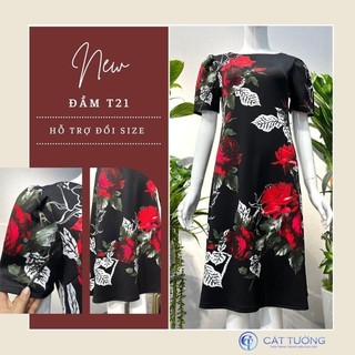 Đầm kiểu nữ trung niên sang trọng quà tặng bà, tặng mẹ T21 - Thời trang Cát Tường
