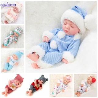 Daron1 Búp bê trẻ sơ sinh, Búp bê trẻ mới biết đi cảm ứng mềm mại thực sự, Quần áo đầy màu sắc toàn thân 30cm Búp bê tái sinh bằng silicon giống như thật Đồ chơi trẻ em