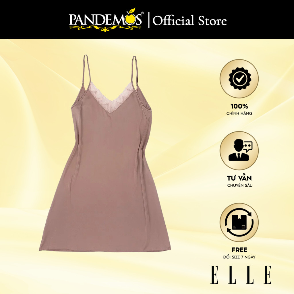 Đầm ngủ hai dây ELLE Pandemos chất vải lụa lạnh cao cấp, thiết kế thanh lịch quý phái LN2011