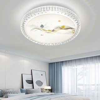 Đèn trần tròn led phòng ngủ đèn pha lê phòng khách đèn học ban công ánh sáng 5d tranh phong cảnh chiếu sáng cao cấp