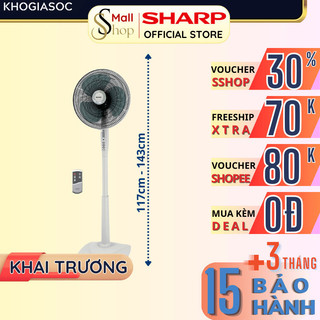 Quạt điện đứng sharp có điều khiển chính hãng malaysia, quạt mát công suất mạnh 3 mức gió pj-s40rv-wh - sshop official
