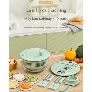 Máy cắt rau đa chức năng, Máy khử nước rau củ quay tay, Rửa và Cắt Salad Giỏ đựng rau quả nhà bếp