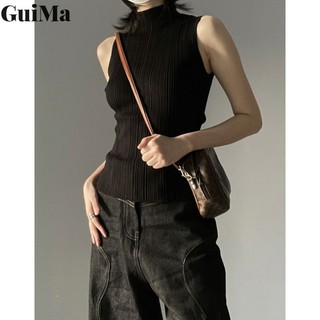 Áo vest nữ cao cấp Acetate áo len không tay cổ cao cấp mùa hè phong cách mới Áo vest đế mỏng Áo ngoài
