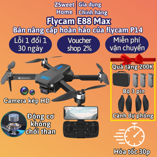 Flycam e88 max, play cam full hd camera kép drone, điều khiển từ xa, drone mini cao cấp