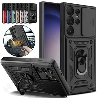 Ốp Lưng Dành Cho Samsung S24 S23 S22 Ultra S21 S20 FE Galaxy A54 A34 5G Vỏ Ống Kính Máy Ảnh Vỏ Điện Thoại Có Giá Đỡ Nhẫn Giáp Xoay Bao