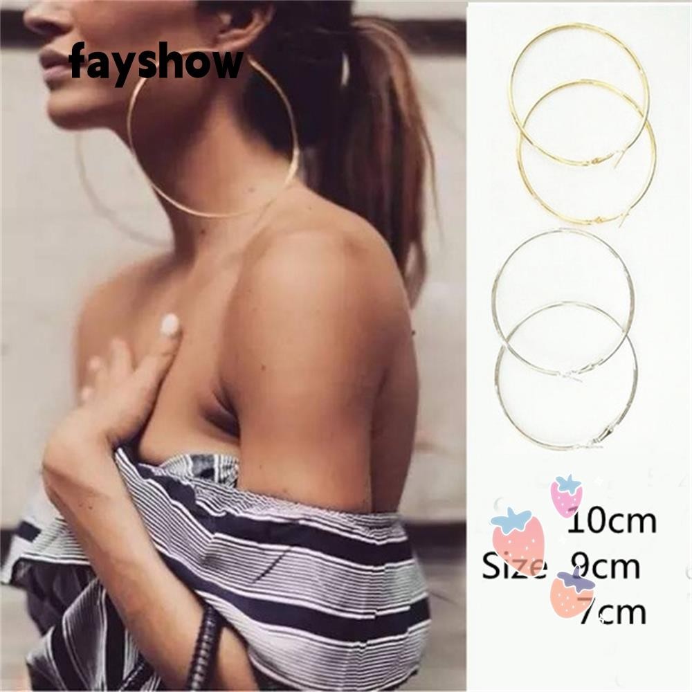 Cặp bông tai thời trang thiết kế dạng vòng tròn to xinh xắn dành cho nữ