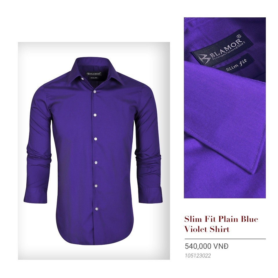 Áo sơ mi tím nam TUTO5 Menswear công sở trơn dài tay cao cấp Slim fit Lilac Shirt chống nhăn phong cách 105123022