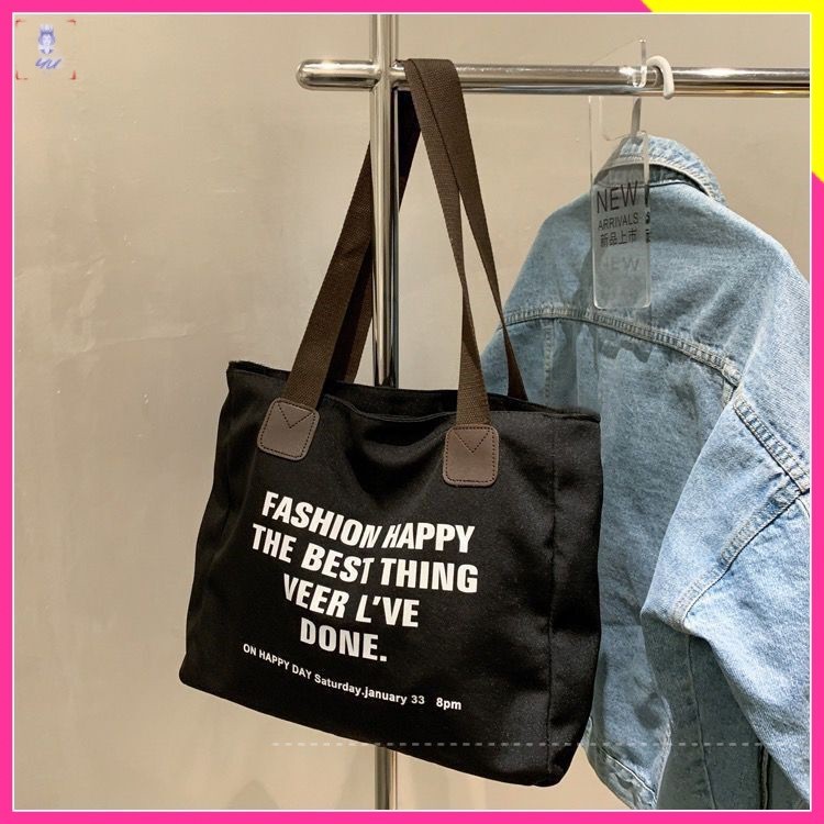 Túi Xách Canvas Cỡ Lớn Màu Tương Phản Thời Trang Cho Nữ