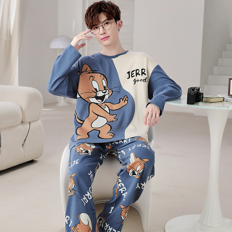 2024 Bộ Đồ Ngủ Nam Dài Tay Form Rộng Thường Ngày Nam Có Thể Mặc Bên Ngoài