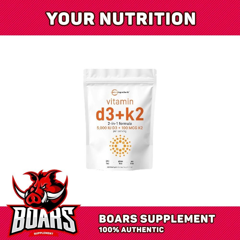 Viên Uống Micro Ingredients Vitamin D3 + K2 MK7, Tăng Cường Sức Khỏe, Túi 300 Viên