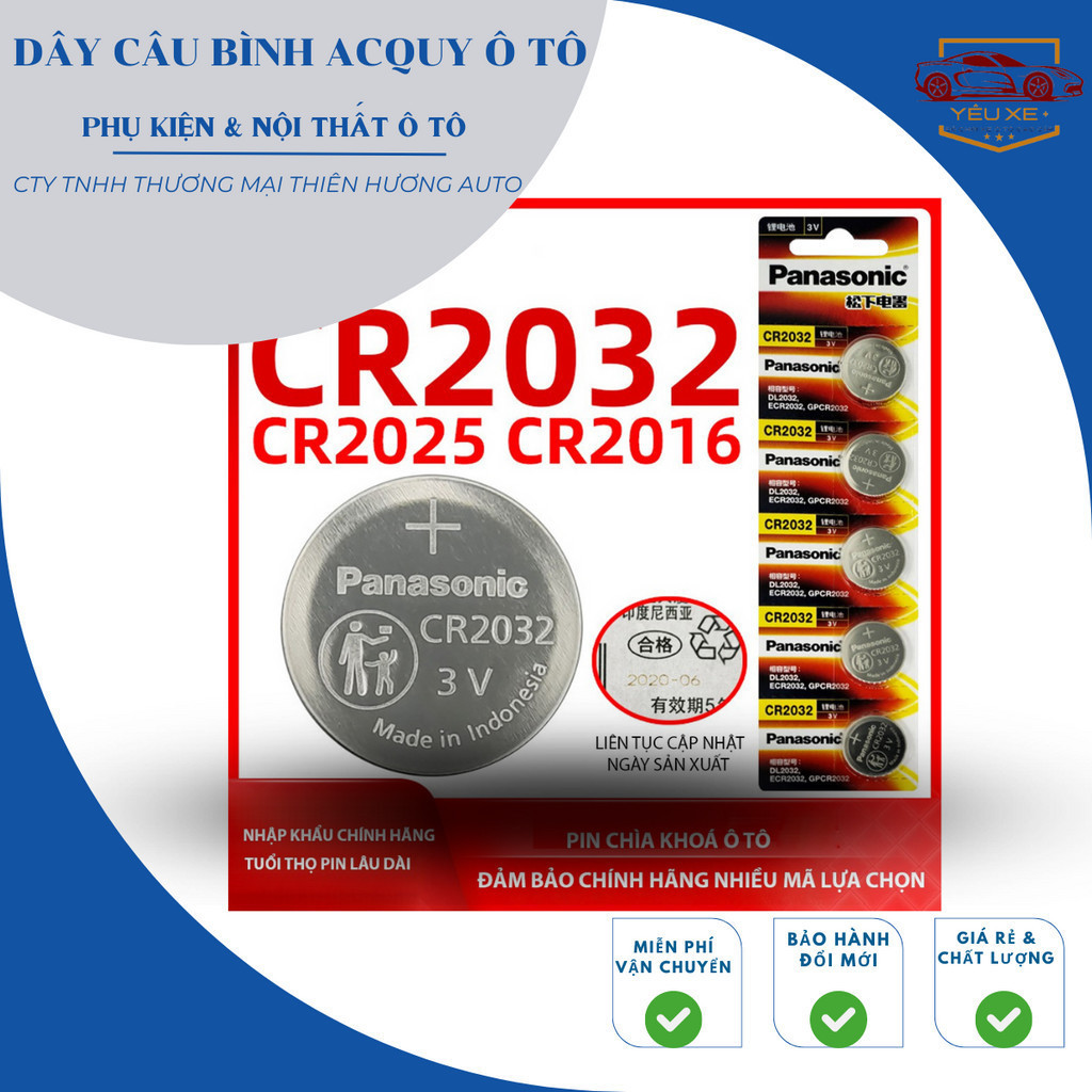 Pin Cúc Áo Panasonic CR2032 / CR2025 / CR2016 / CR1632 / CR1220 / CR1620 lithium 3V chính hãng, chất lượng - Car.HLX