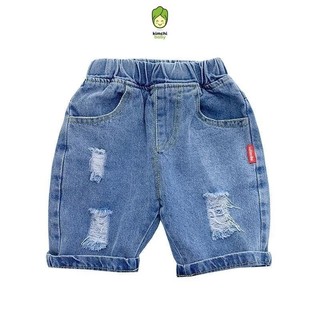 Quần Jeans Xước Rách Cho Bé Trai Từ 10kg Đến 25kg KIMCHIBABY, Quần Ngố Jeans Rách Cho Bé Mặc Đi Chơi, Đi Học KQ405