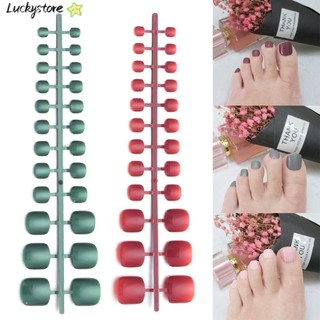Bộ móng chân giả màu trơn kiểu Pháp xinh xắn