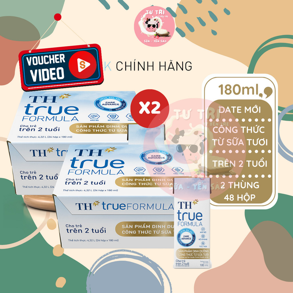 Combo 2 Thùng Sữa tươi công thức TH True Milk Formula 180ml thùng/24 hộp Date luôn mới.