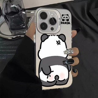 Pangpang Q Dễ Thương Angry Panda Bảo Vệ Camera Tương Thích Cho IPhone 11 12 13 14 15 Pro MAX Plus 8 7 SE2020 X XR XS MAX Vỏ Cứng Silicon Chống Sốc