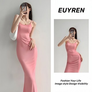 Váy Body Dáng Dài Váy 2 dây Đầm hai dây Váy đi biển Váy Nữ Phiên Bản Hàn Quốc Phong Cách Mới Sling Không Tay Sling Váy Màu Hồng Gợi Cảm Ôm Hơn Nhìn Hông Dây Váy Dài