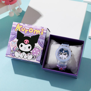 2024 mới sanrio hoạt hình trẻ em đồng hồ bộ hộp quà tặng kuromi stellallou trường tiểu học trẻ em đồng hồ dạ quang đèn led silicon hình đồng hồ