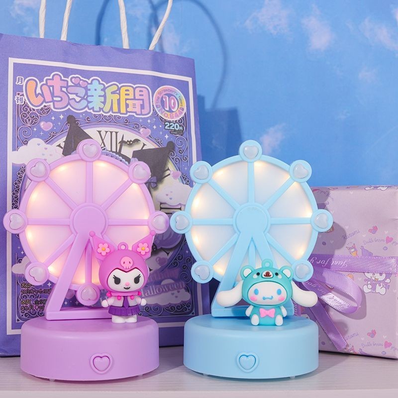 [Đèn ngủ] Sanrio Kuromi Melody Các bức tượng hành động Bánh xe đu quay Cinnamoroll Xe để bàn Đồ thủ công Đồ chơi trang trí mô hình hoạt hình dễ thương Búp bê Ngày của mẹ Quà tặng sinh nhật cho trẻ em Bé trai Bé gái