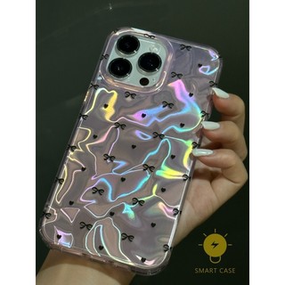 Case For iPhone 11 Pro Max [Laser Water Ripple Bowknot Heart] Phone Case For iPhone 15 Pro Max 14 Pro Max 13 12 11 Aesthetic Ins Newest Fashion Korean Style Retro Classic Cute Cartoon Couple Shockproof Protective TPU Cover Shell